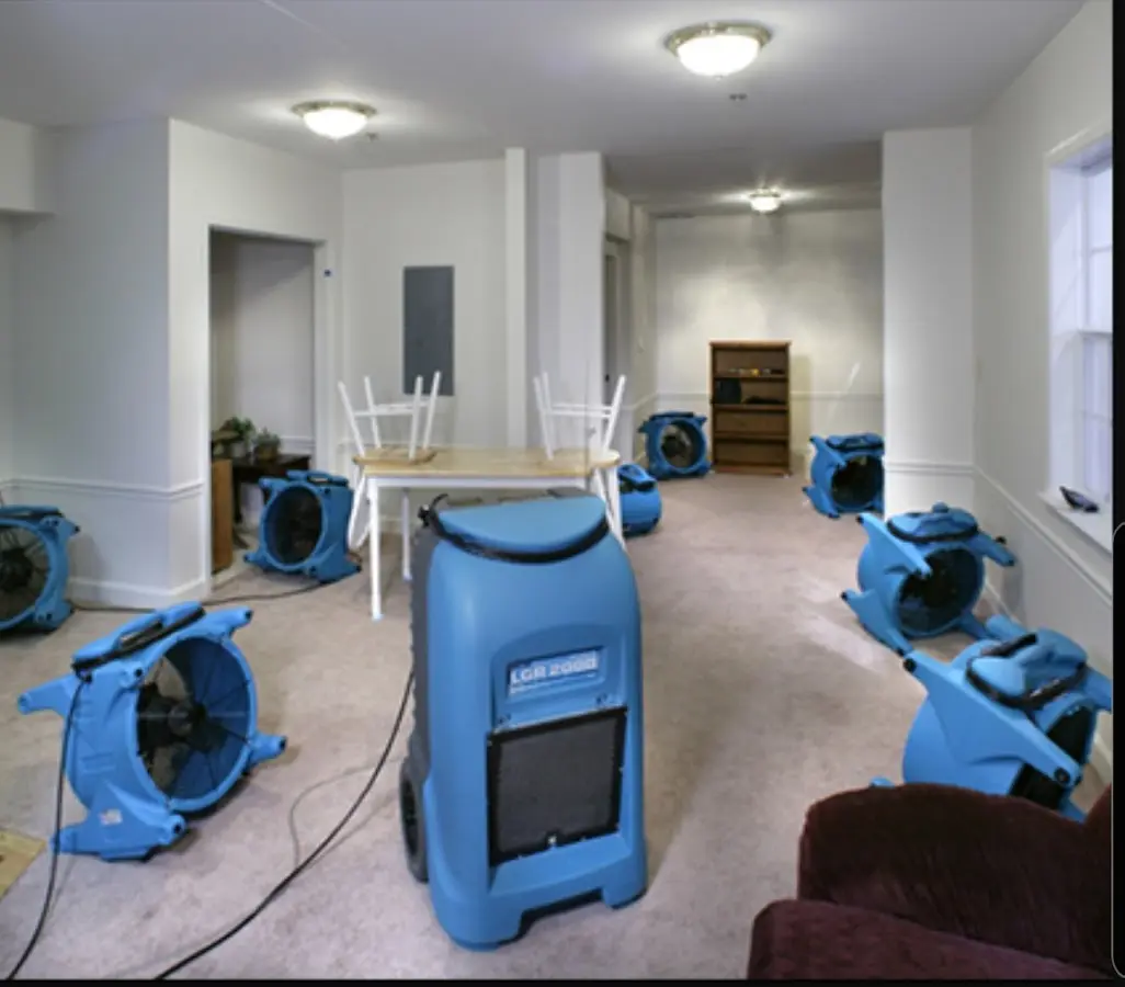 Air movers and dehumidifier setup for Water Extraction & Removal in Sheboygan